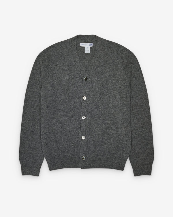 CDG Shirt Forever - Men's V-Neck Lambswool Cardigan - (Grey)