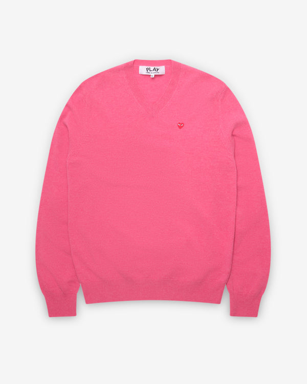 Play - Tiny Red Heart V-Neck Sweater - (Pink)