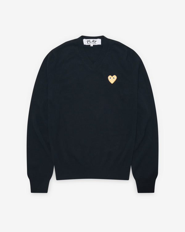 Play - Gold Heart V-Neck Sweater - (Black)