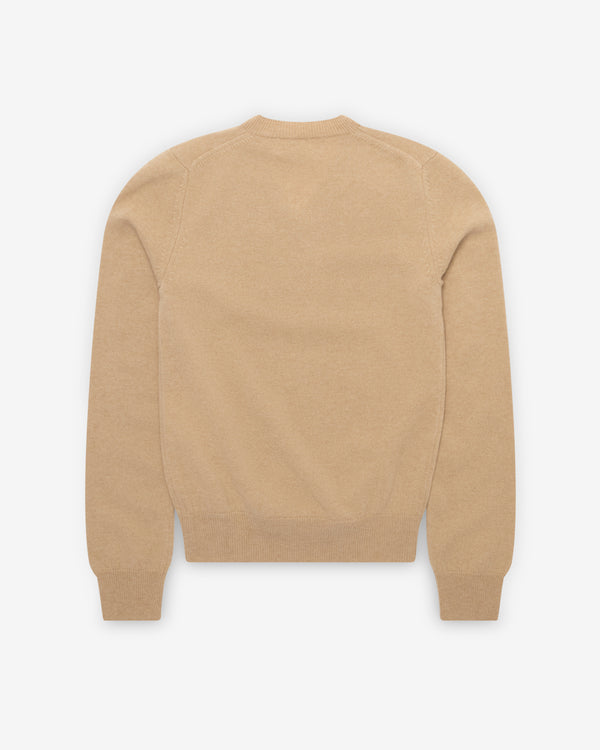Play - White Heart V-Neck Sweater - (Camel)