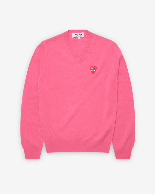 Play - Stacked Heart V-Neck Sweater - (Pink)