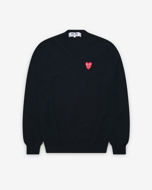 Play - Stacked Heart V-Neck Sweater - (Black)