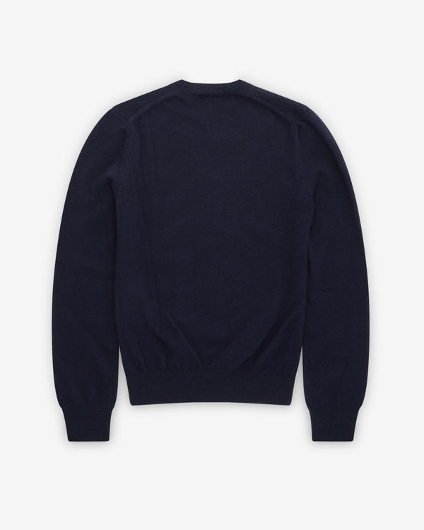 Play - White Heart V-Neck Sweater - (Navy)