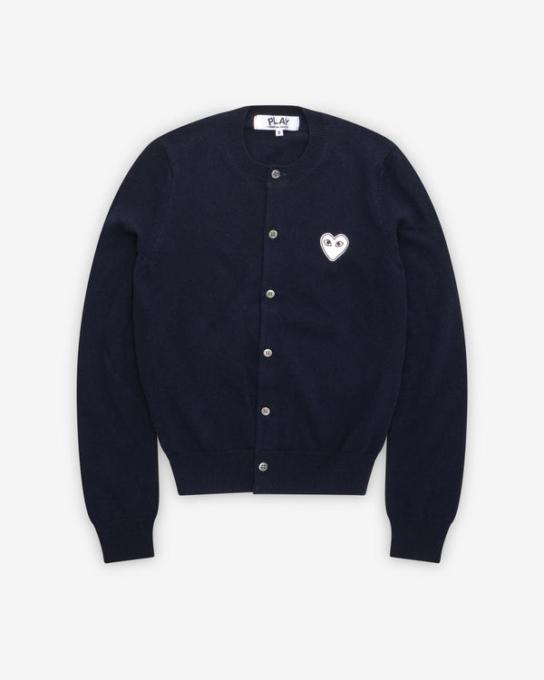Play - Women's White Heart Cardigan - (Navy)
