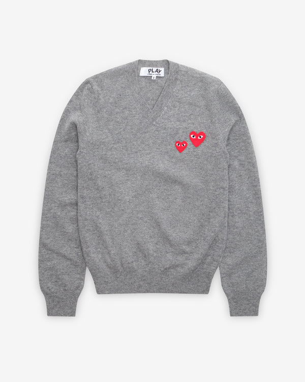 Play - Big Little Heart V-Neck Sweater - (Grey)