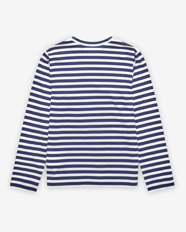 Play - Double Heart Striped T-Shirt - (Navy/White)
