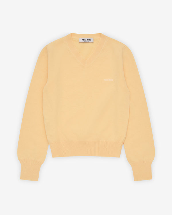 Miu Miu - Women's V-Neck Wool Pullover - (Cream)
