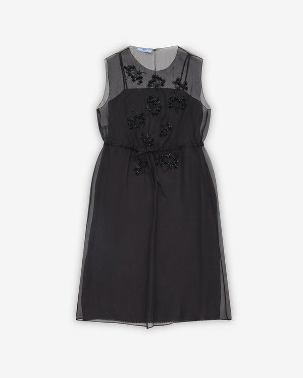 Prada - Women's Embroidered Silk Cigaline Dress - (Black)