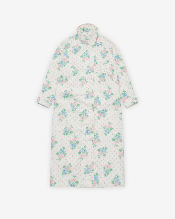 Ashley Williams - Women's Long Floral Velcro Coat - (Off-White)