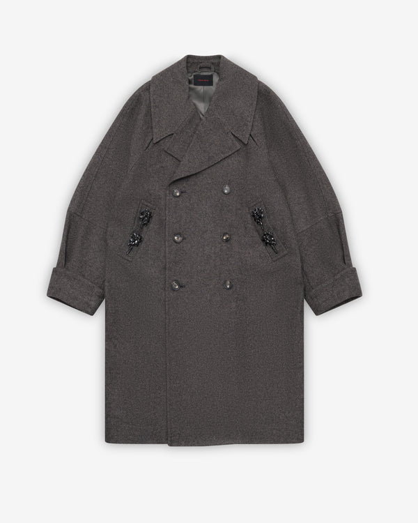 Simone Rocha - Men's Double Breasted Slash Coat - (Charcoal)