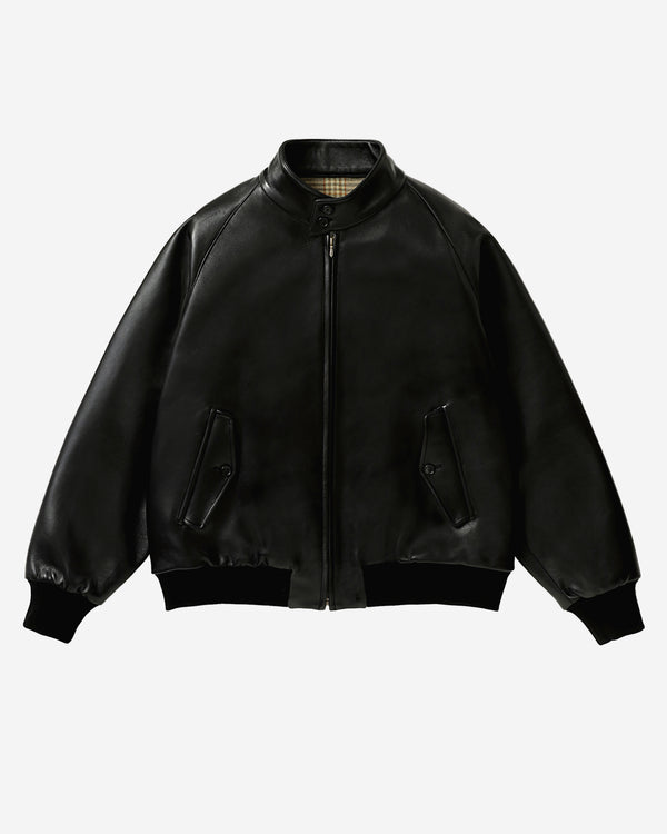 A.Presse - Men's Leather Harrington Jacket - (Black)