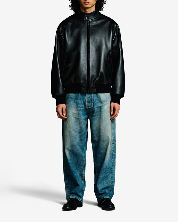 A.Presse - Men's Leather Harrington Jacket - (Black)