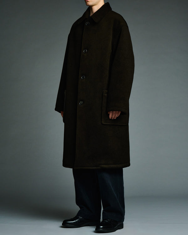 A.Presse - Men's Cashmere Wool Herringbone Prisoner Coat - (Black)