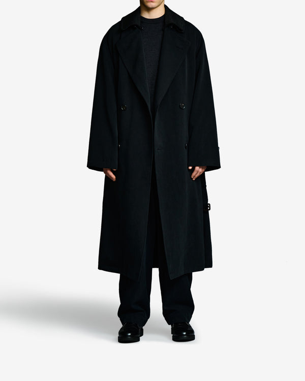 A.Presse - Men's Maxi Length Washed Silk Trench - (Black)