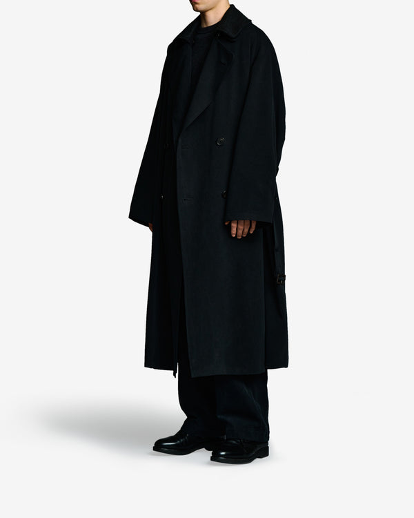 A.Presse - Men's Maxi Length Washed Silk Trench - (Black)