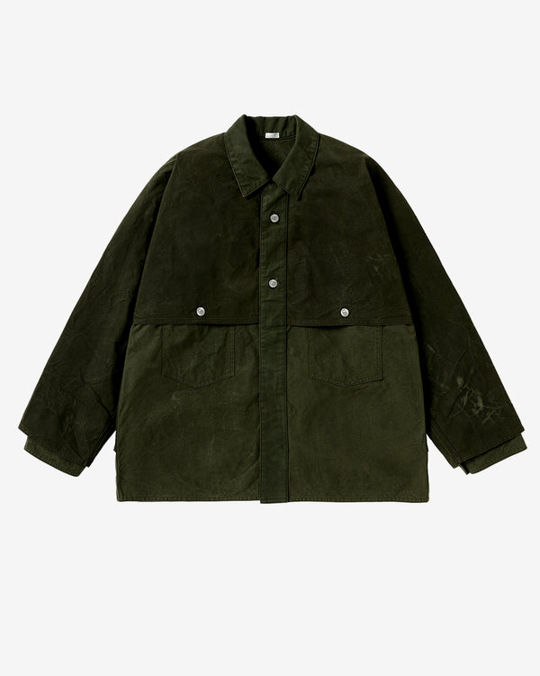 A.Presse - Men's Vintage Cotton Silk Oiled Jogger Jacket - (Olive)