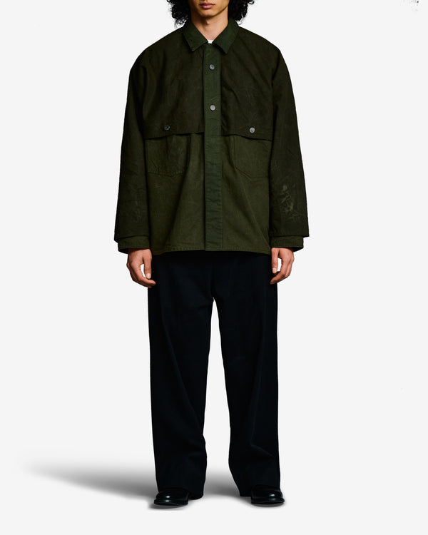 A.Presse - Men's Vintage Cotton Silk Oiled Jogger Jacket - (Olive)
