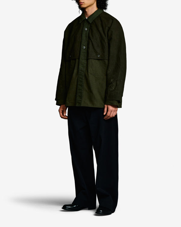 A.Presse - Men's Vintage Cotton Silk Oiled Jogger Jacket - (Olive)