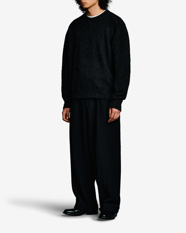 A.Presse - Men's Brushed Cashmere Middle Gauge Crewneck - (Black)