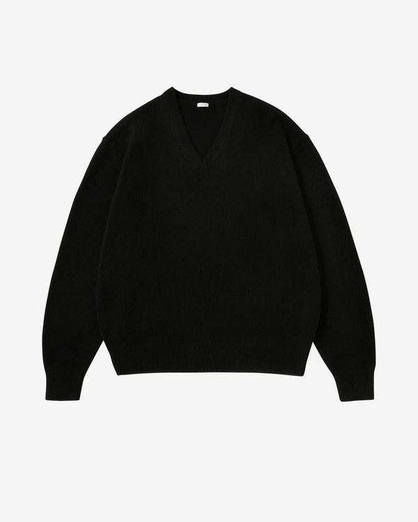A.Presse - Men's Brushed Cashmere Middle Gauge V-Neck - (Black)