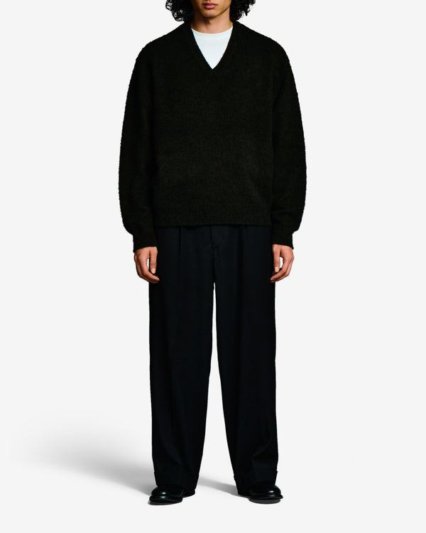 A.Presse - Men's Brushed Cashmere Middle Gauge V-Neck - (Black)