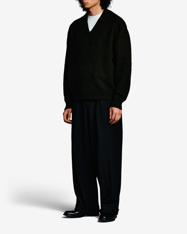 A.Presse - Men's Brushed Cashmere Middle Gauge V-Neck - (Charcoal)
