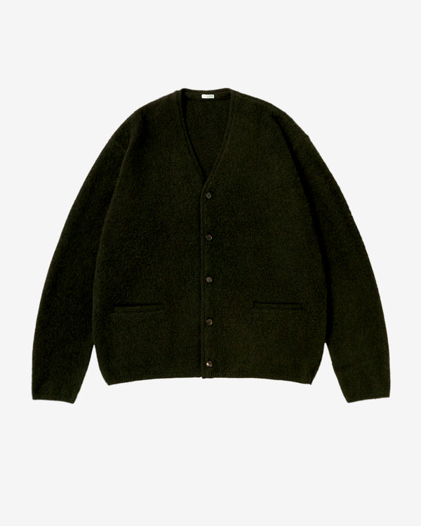 A.Presse - Men's Brushed Cashmere Middle Gauge Cardigan - (Olive)