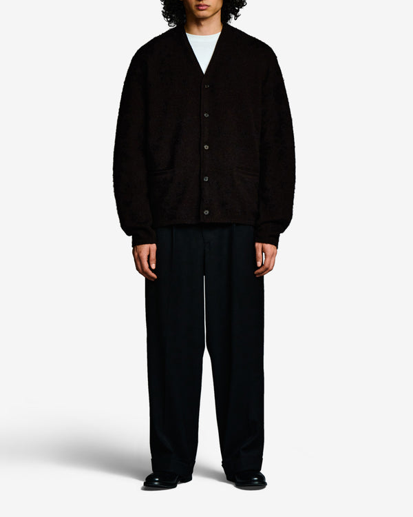 A.Presse - Men's Brushed Cashmere Middle Gauge Cardigan - (Charcoal)