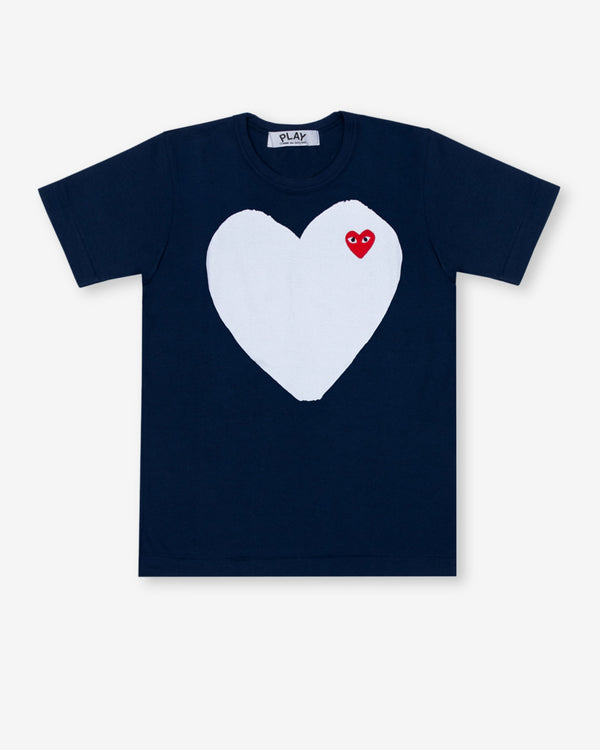 Play - Navy Big White Heart T-Shirt - (Navy)