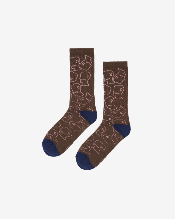 Brain Dead - Men's Logohead Crew Socks - (Brown)