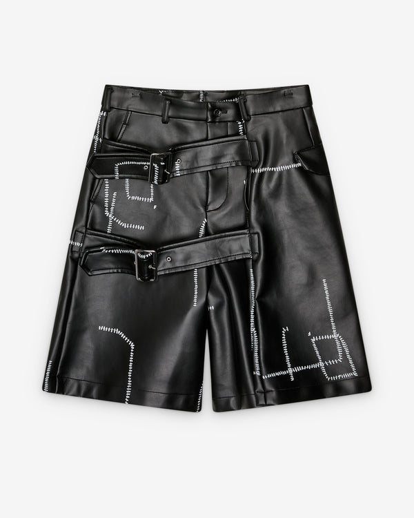 Black Comme des Garçons - Printed Stitch Detail Shorts - (Black)