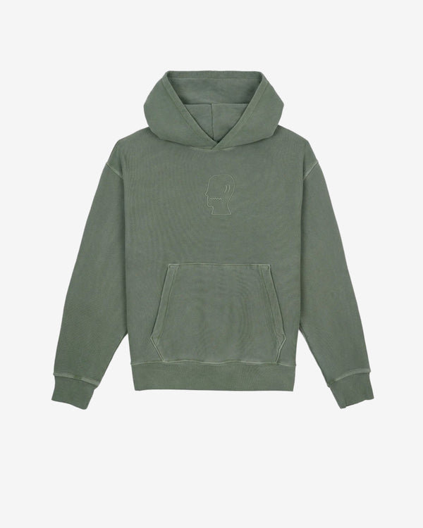 Brain Dead - Men's 3D Embroidered Logohead Garment Dyed Hoodie - (Ivy)
