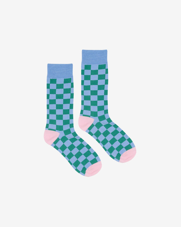 Brain Dead - Men's Logohead Dress Socks - (Blue/Check)