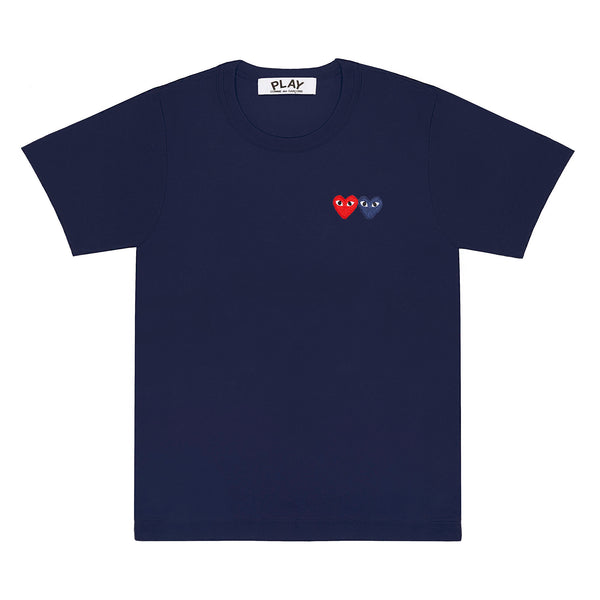 Play - Double Heart T-Shirt - (Navy)