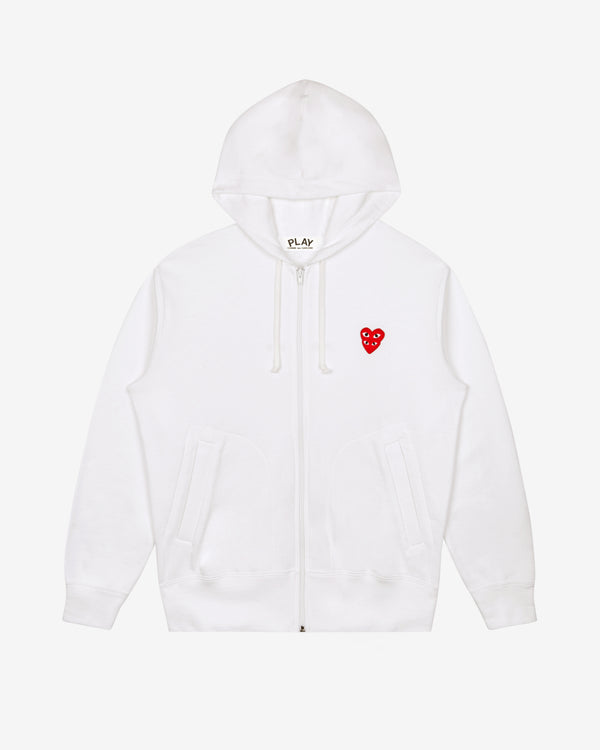 Play - Stacked Heart Zip Hoodie - (White)