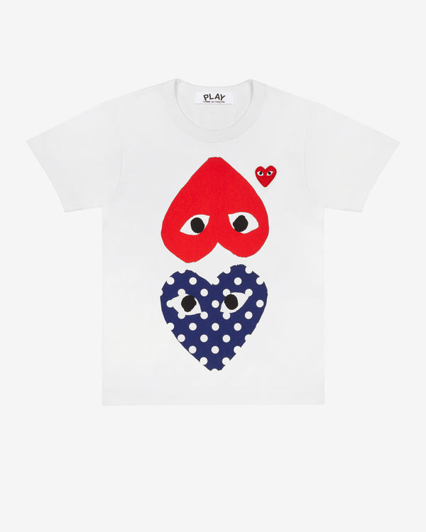 Play - Polka Dot And Red Heart T-Shirt - (White)