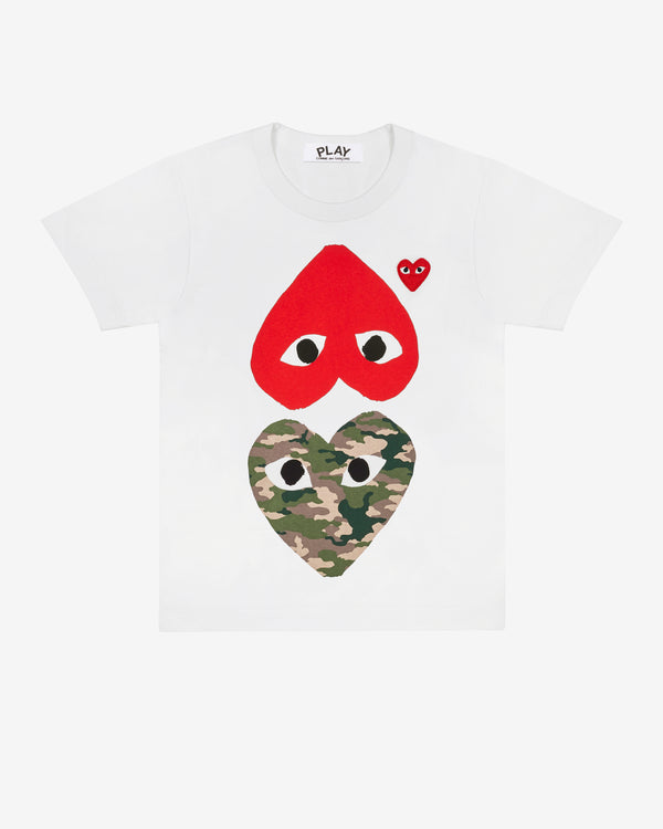 Play - Camouflage And Red Heart T-Shirt - (White)
