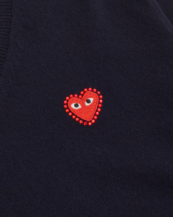 Play - Rhinestone Round-Neck Cardigan - (Navy)