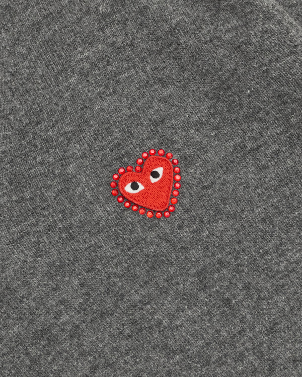 Play - Red Rhinestone Emblem Sweater - (Medium Gray)
