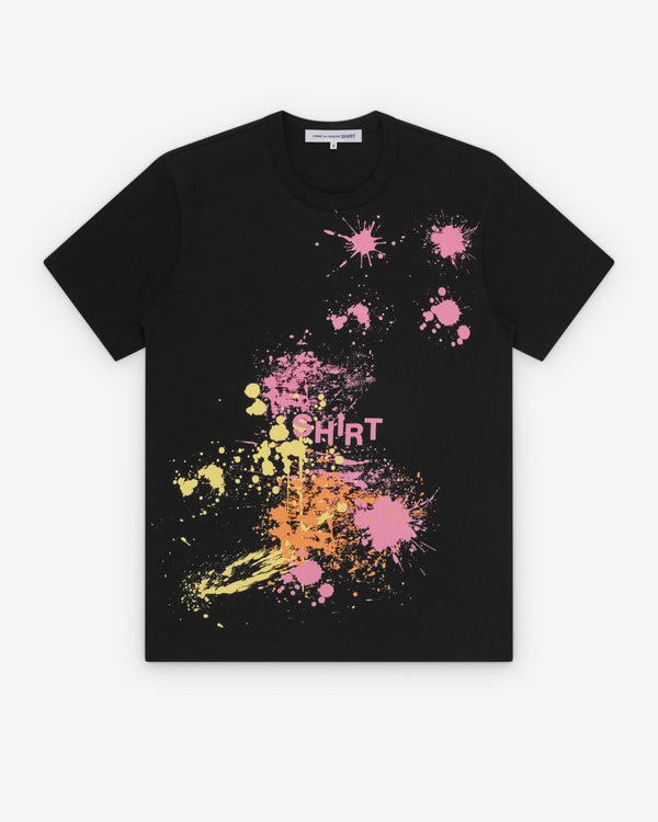 CDG Shirt - Men's Paint Splatter T-Shirt - (Black/Pink)