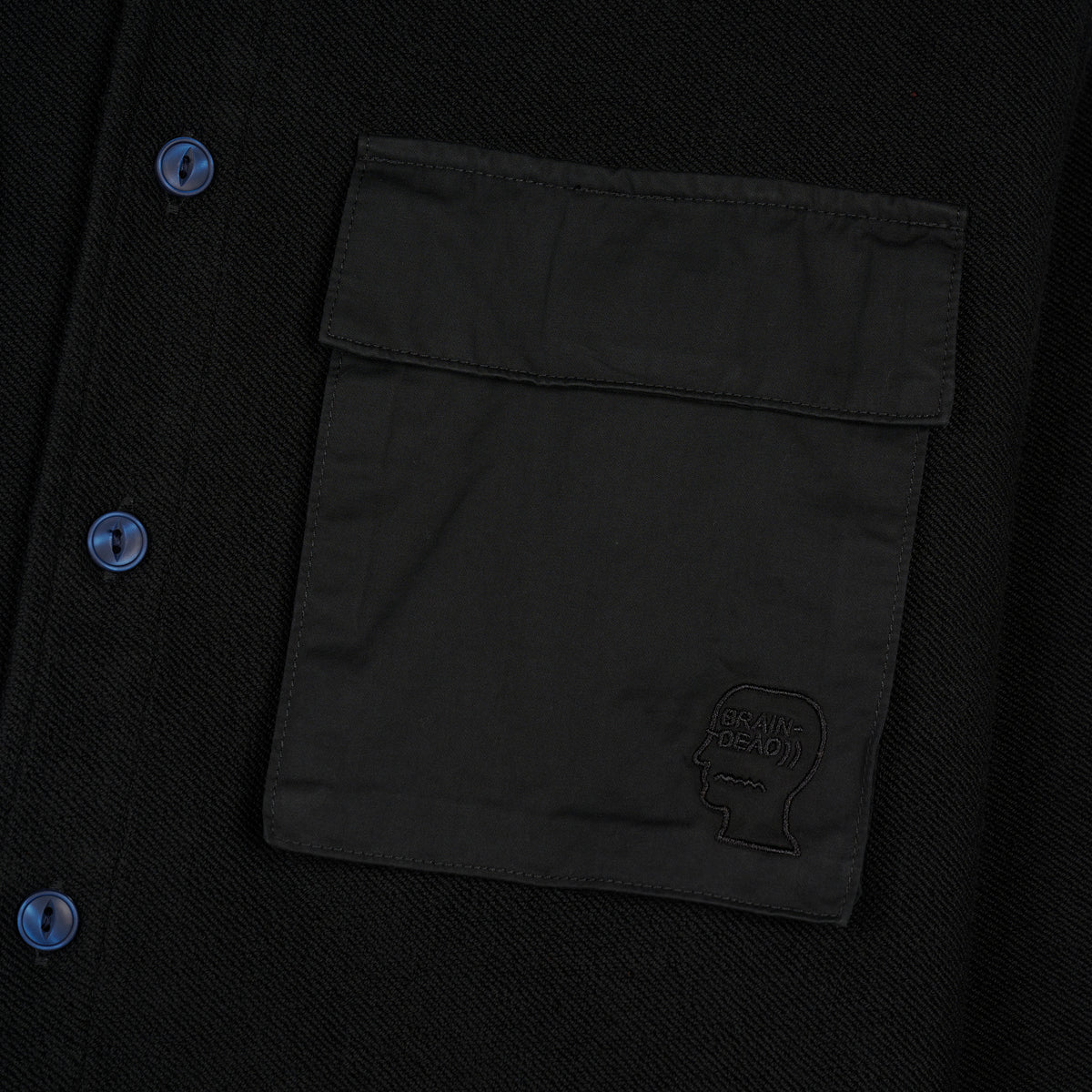 Brain Dead - Men's CPO French Terry Sateen Shirt - (Washed Black) view 3, Click to Zoom in