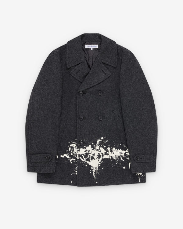 CDG Shirt - Men's Double Breasted Paint Splatter Coat - (Grey)