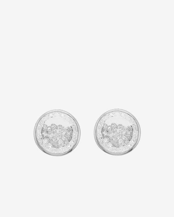 Mortiz Glik - Women's Naipe Circle Stud Earrings - (White Gold)