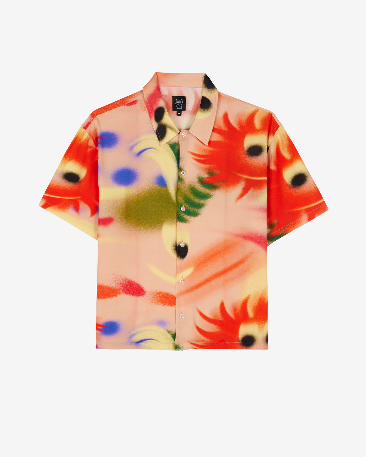 Brain Dead - Men's Fuzzy Friends Short Sleeve Shirt - (Pink) view 1, Click to Zoom in