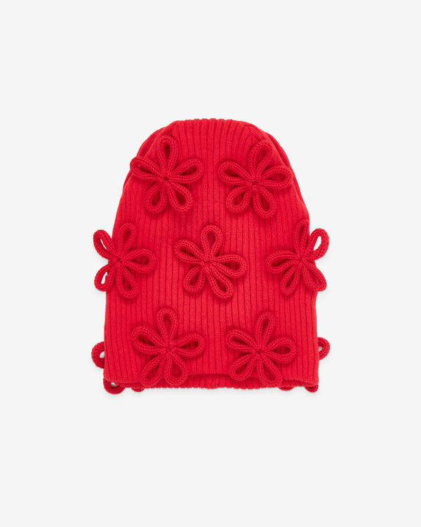 Noir Kei Ninomiya - Women's Applique Flower Beanie - (Red)