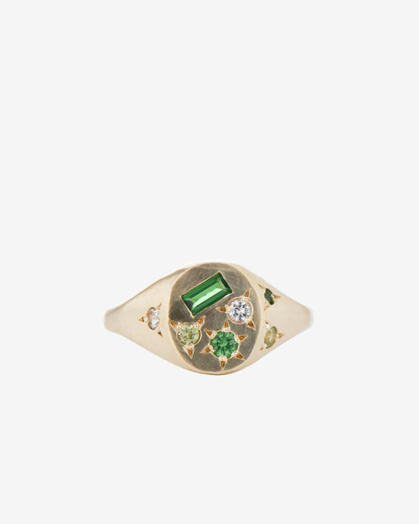 Seb Brown - Women's Green Treasure Ring - (Yellow Gold)