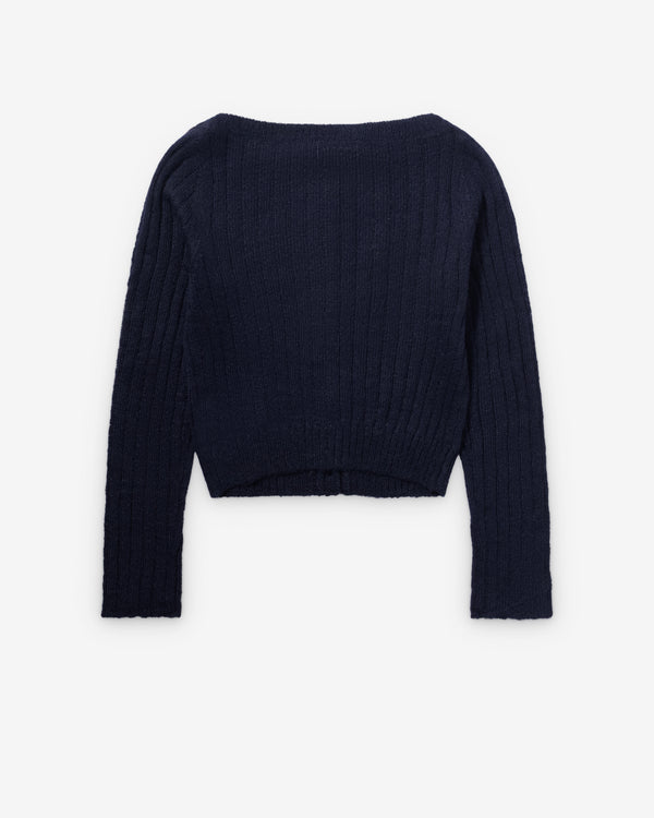 ShuShu/Tong - Women's Beaded Floral Knit Cardigan - (Navy)