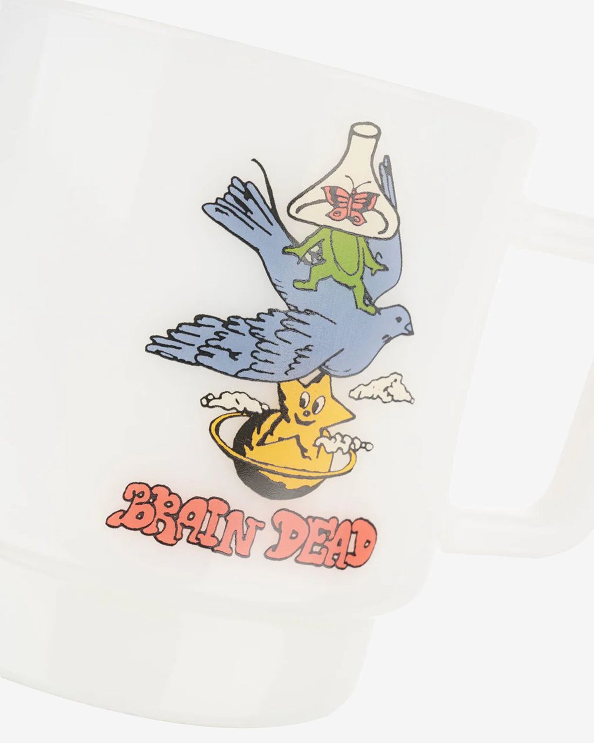 Brain Dead - Surf Bird Milk Glass Mug - (White) view 2, Click to Zoom in