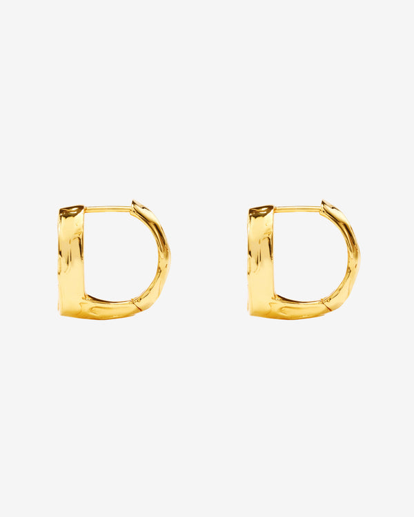Patcharavipa - Women's Square Diamond Round Earrings - (Yellow Gold)