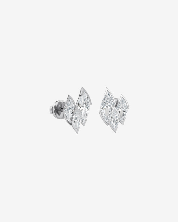Unsaid - Women's Flame Stud Earrings - (White Gold)
